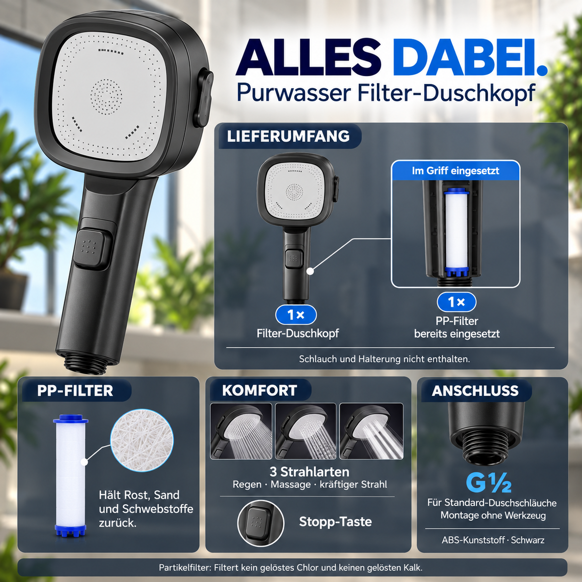 Purwasser Filter-Duschkopf