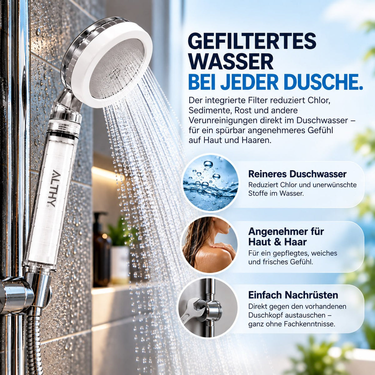 ALTHY Hochdruck-Duschkopf-Wasserfilter inkl. Filter-Paket